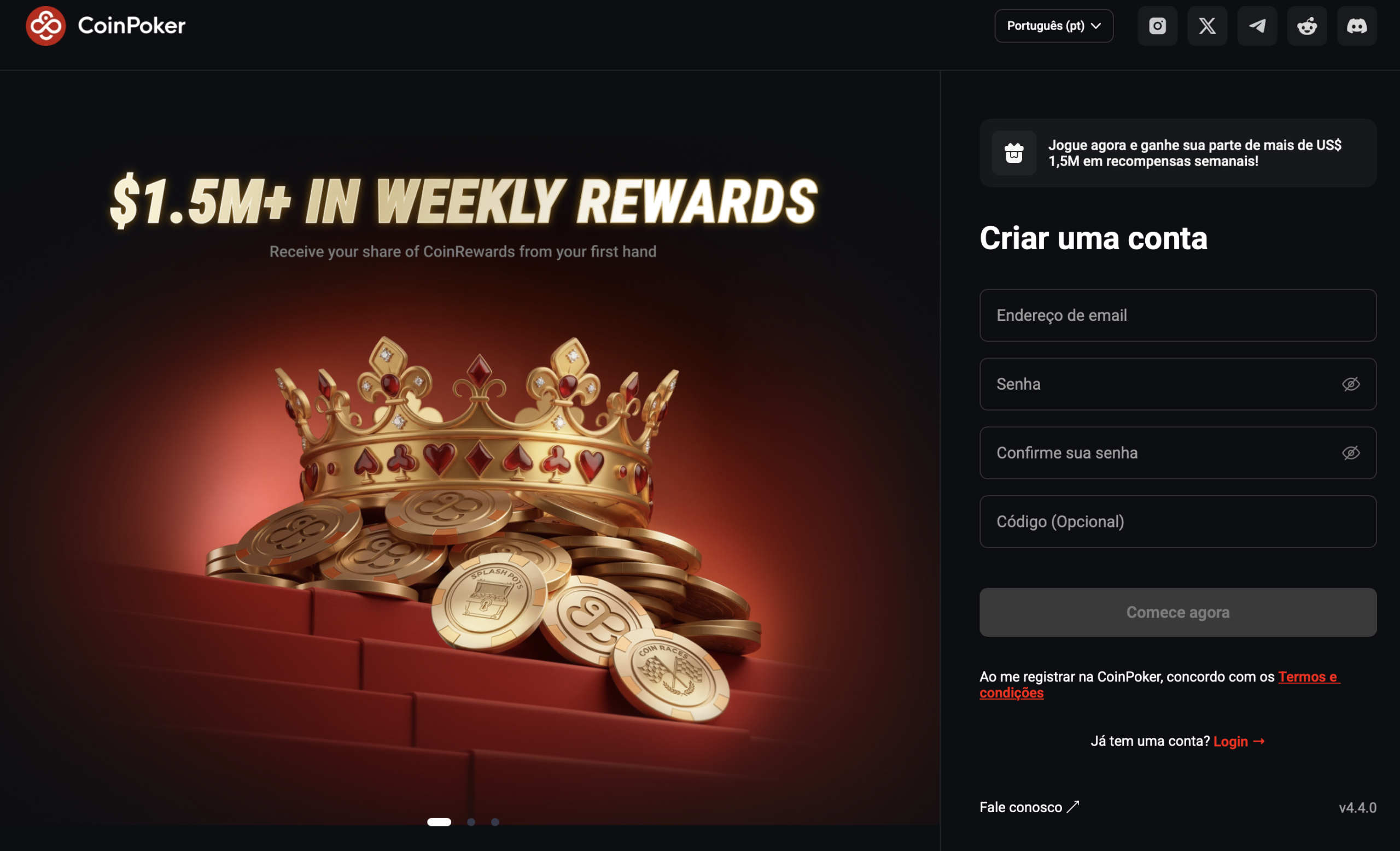 CoinPoker - Plataforma de Poker Online com Recompensas de US$1,5 Milhão por Semana
